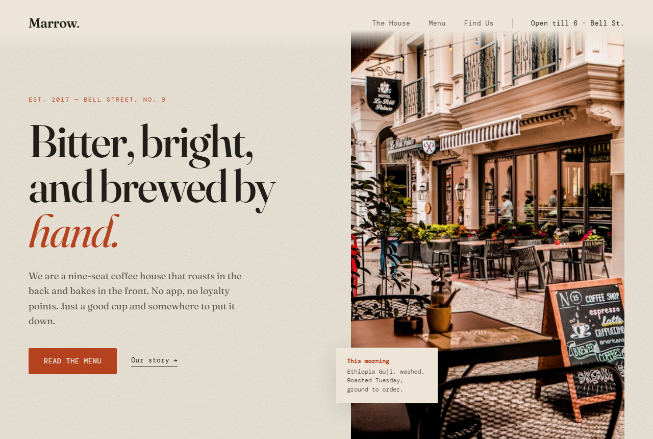 Marrow Coffee House Website